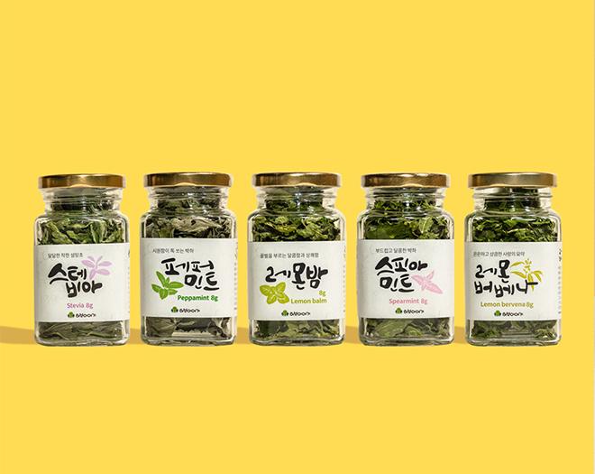 수제 허브차 원물타입 무농약인증 페퍼민트 스피아민트 레몬밤 레몬버베나 스테비아 (각8g 택1)